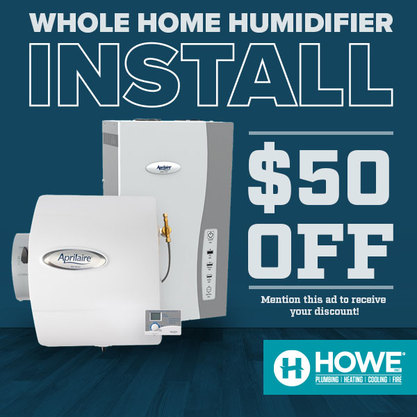 $50 off Whole Home Humidifier Install Promotional Graphic